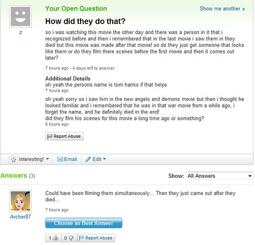 funny yahoo questions. 99 Funny Yahoo questions and answers (58 stories)