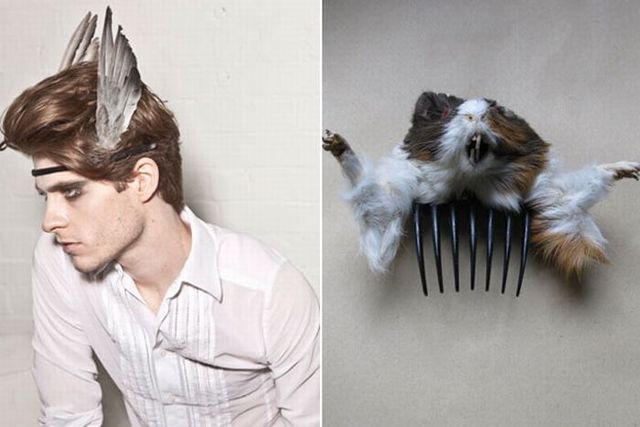 Freaky taxidermy jewelry – How about a dead rat in your bowtie? (4 pics)