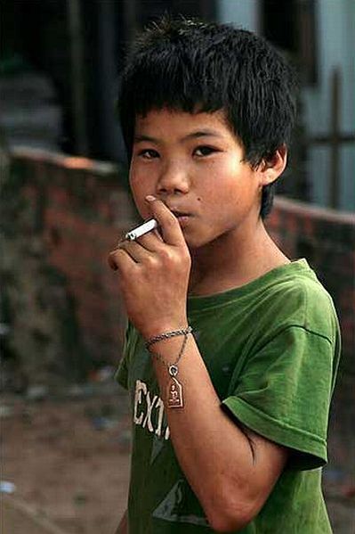 children with cigarettes