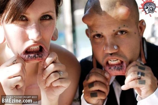 unusual piercings. 4 A happy and unusual couple