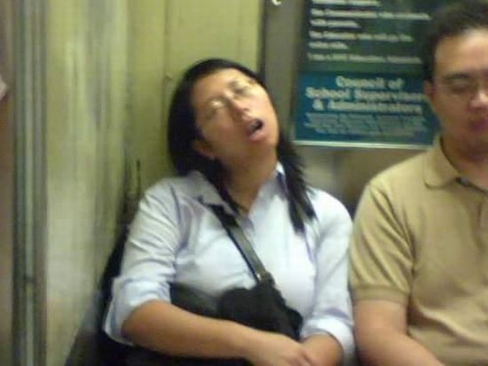 Funny selection of people sleeping in various places.