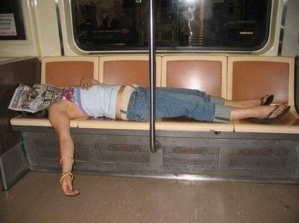 Funny selection of people sleeping in various places.