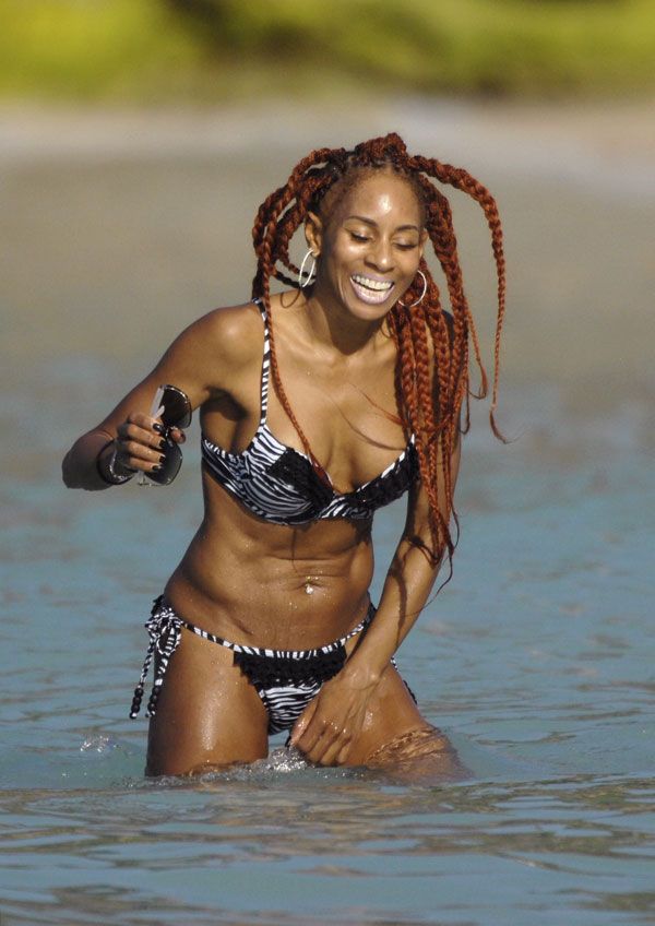 Hot Mia Frye in Bikini on the Beautiful Beach of St. Barth (7 pics)