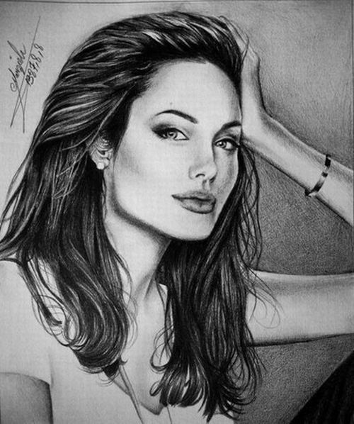 Angelina Jolie 17 Pencil Drawings or Photoshopped 29 pics 