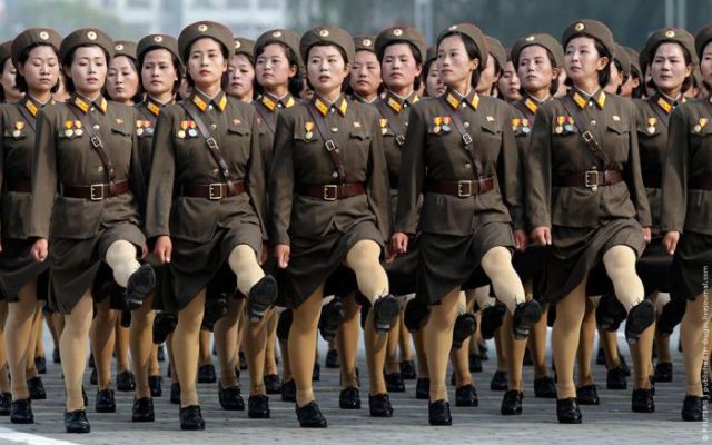 north korean women army. makeup North Korean army women