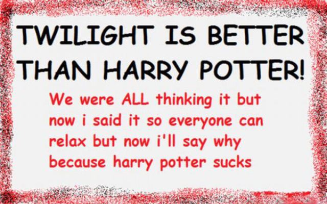 Twilight Nutcase Bashes Harry Potter