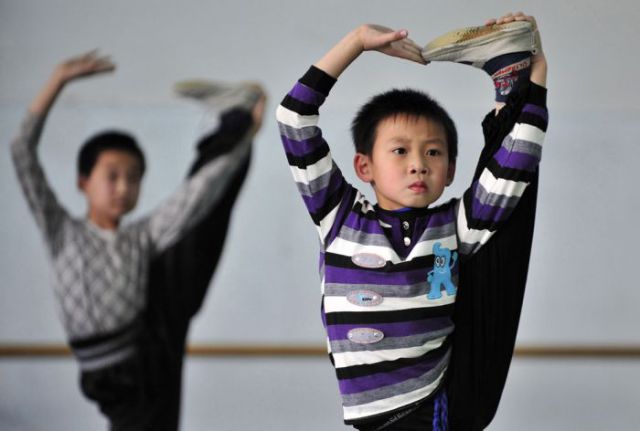 Intense Chinese Gymnastic School Training