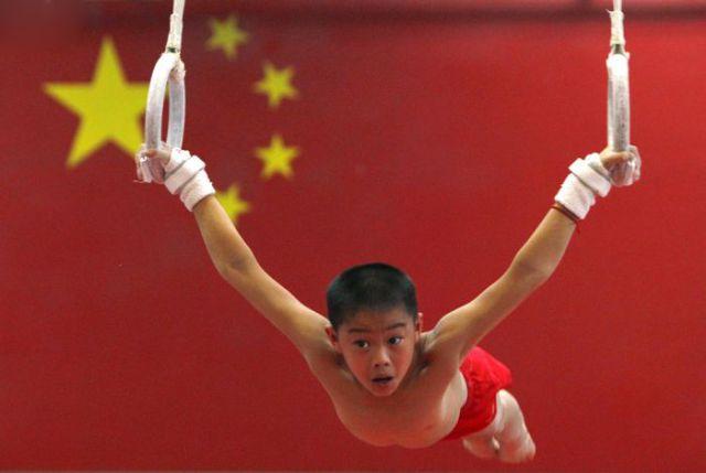 Intense Chinese Gymnastic School Training