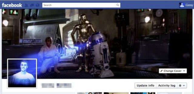 Nuevo timeline de facebook geek con un R2D2 ilumina la fotografía