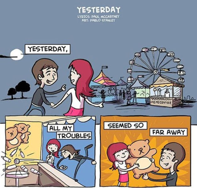 The Beatles "Yesterday" Lyrics in Illustration