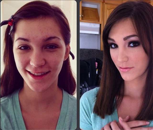 Porn Stars Before and After Their Makeup Makeover