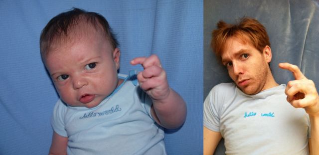 A Weird Dude Re-enacts Scenes in Baby Photos