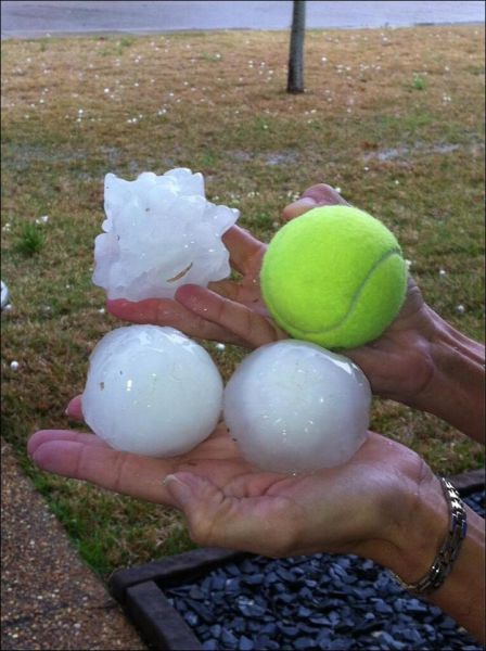Super-sized Gigantic Hail Balls in Mississippi USA