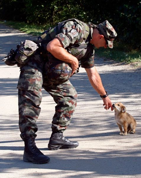 Soldiers Showing off Their Softer Side