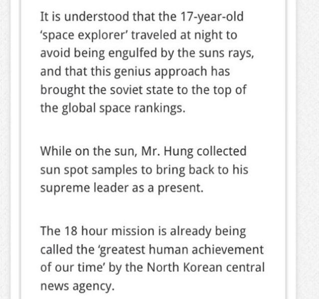 North Korea Claims That They Have Landed On The Sun Pics Izismile Com