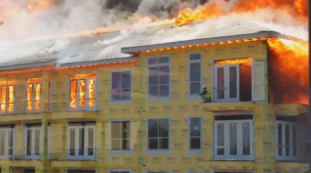 Worker Rescued Just in Time from Burning Building