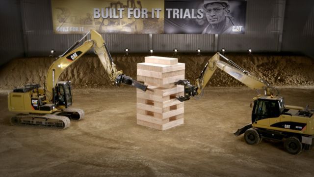 Epic Giant Game of Jenga with Heavy CAT Machines