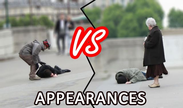 Falling as a Homeless Man vs Falling as a Business Man