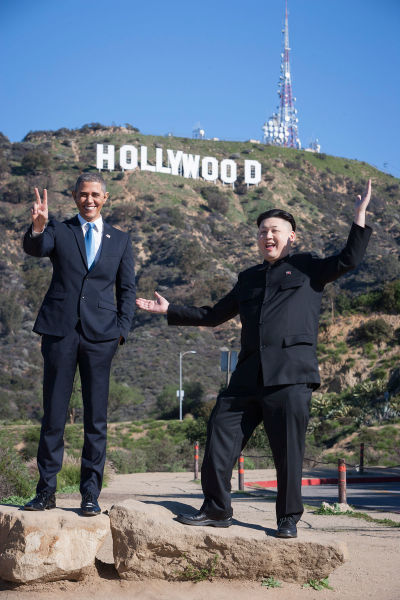 Impersonators of Obama and Kim Jong-un Hanging Out Together in LA