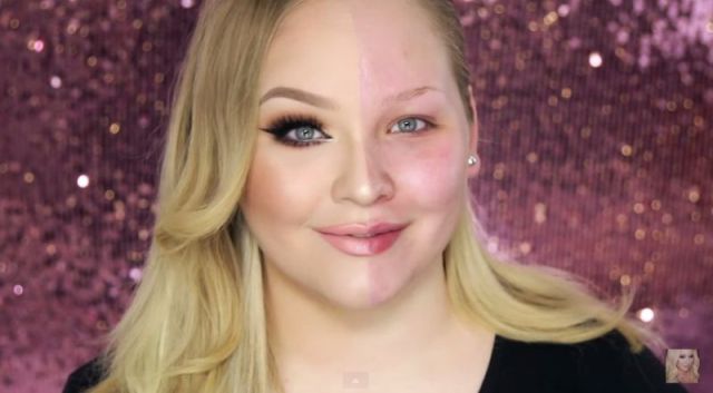 Girl Demonstrates the Dramatic Effects of Makeup with a Face-off