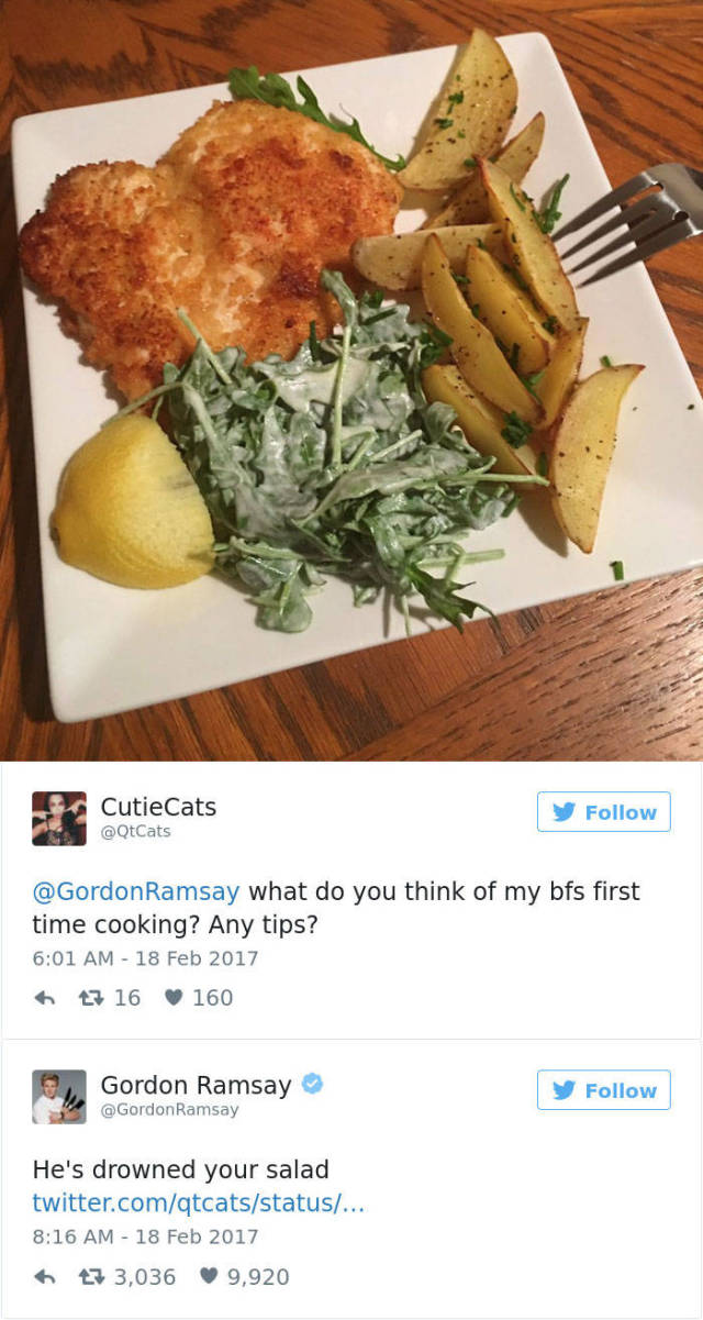 Gordon Ramsay Never Gets Tired Of Roasting... Both Food And People On Twitter