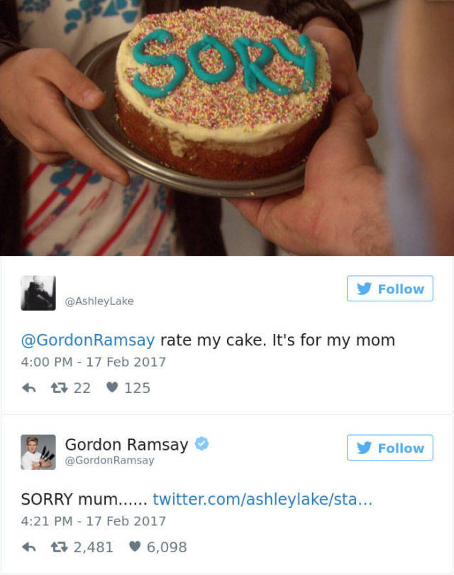 Gordon Ramsay Never Gets Tired Of Roasting... Both Food And People On Twitter