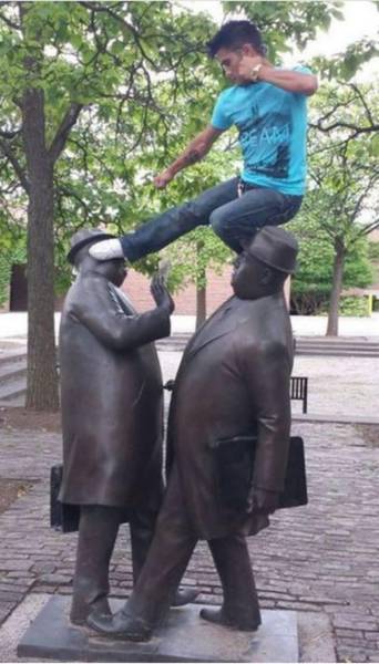 Leave These Poor Statues Alone!