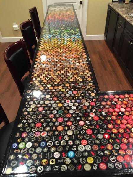 5 Years. 2530 Beer Caps. Perfect Bar Top For The Kitchen!