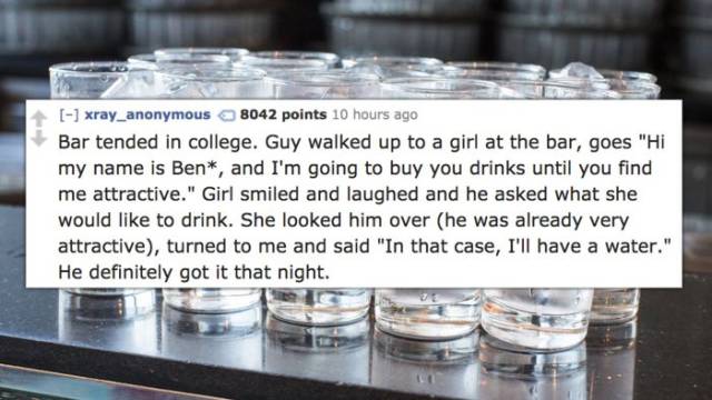 Bartenders Are Bound To Witness The Best Pick-Ups There Are