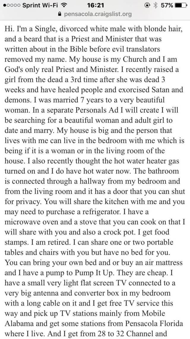 Yeah, This Craigslist Room Share Ad Is Absolutely Real…