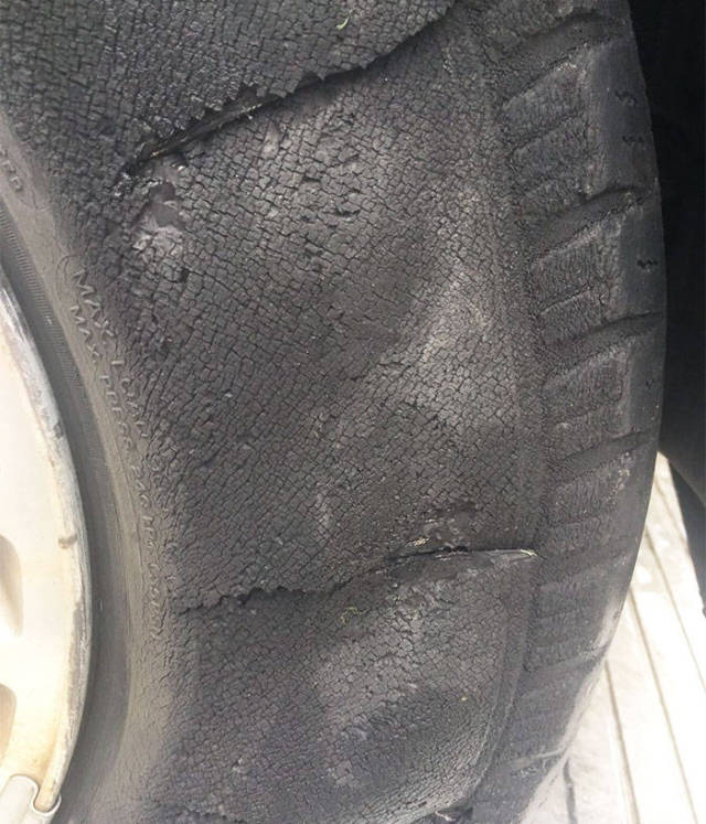 Fake Slashed Tire Exposed By The Twitter User