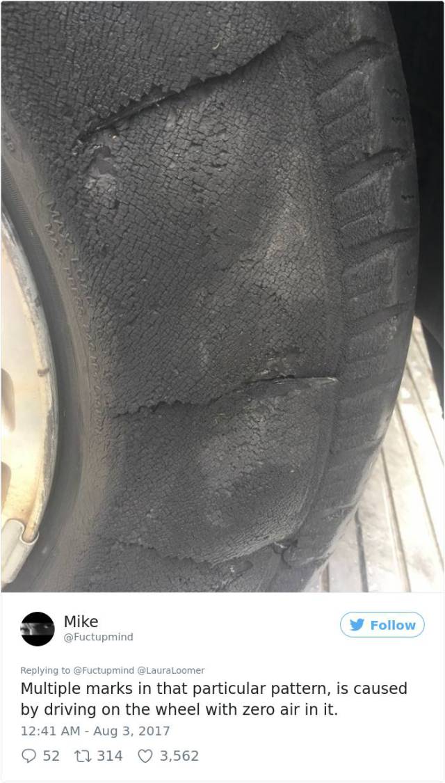 Fake Slashed Tire Exposed By The Twitter User