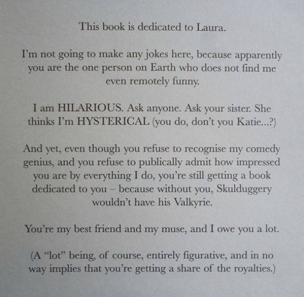 Not All Book Dedications Are Lame And Boring