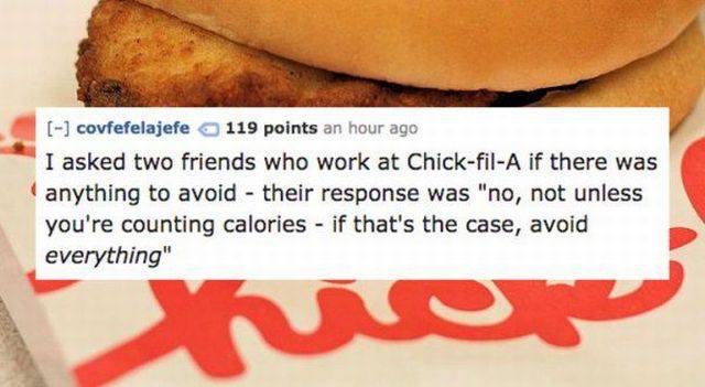 Workers At Chain Restaurants Know What You’d Better Not Eat