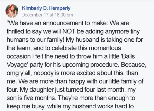 This Wife Thought That Her Husband Might Use Some Appreciation For His Vasectomy And Threw Him 