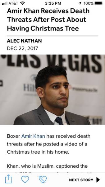 Muslim Boxer Amir Khan Faces Death Threats For Putting Up A Christmas Tree