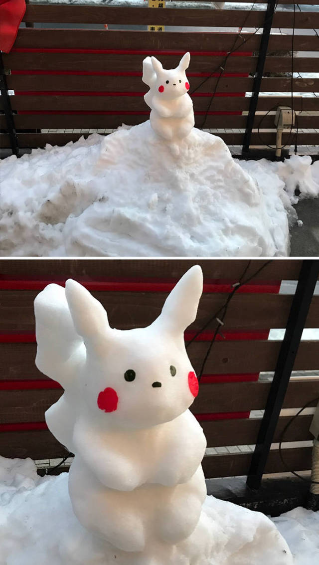 Heavy Snow In Tokyo Ends Up Becoming Material For Amazing Snow Sculptures