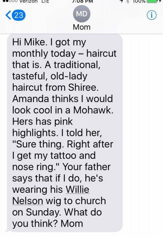 Mike Rowe’s Mom Texts In Great Style And Humor!
