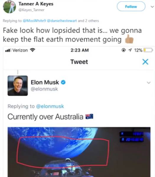 Nothing Can Convince The Flat Earthers, Not Even Tesla In Space