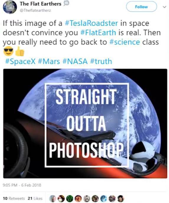 Nothing Can Convince The Flat Earthers, Not Even Tesla In Space