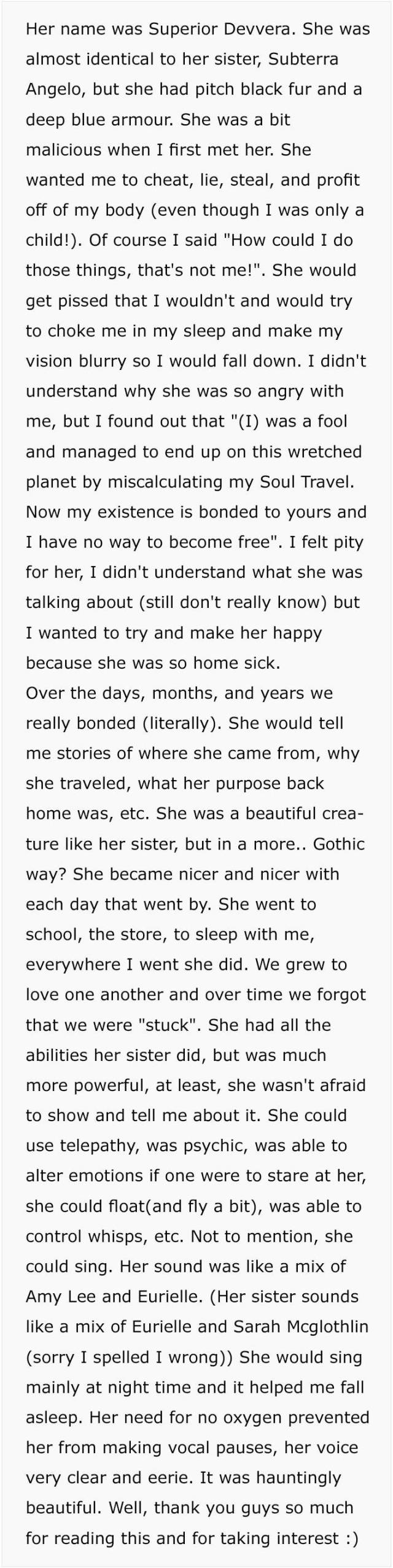 Girl Describes Imaginary Friends She Saw When She Was Young And Who Were Killed By Heavy Medication