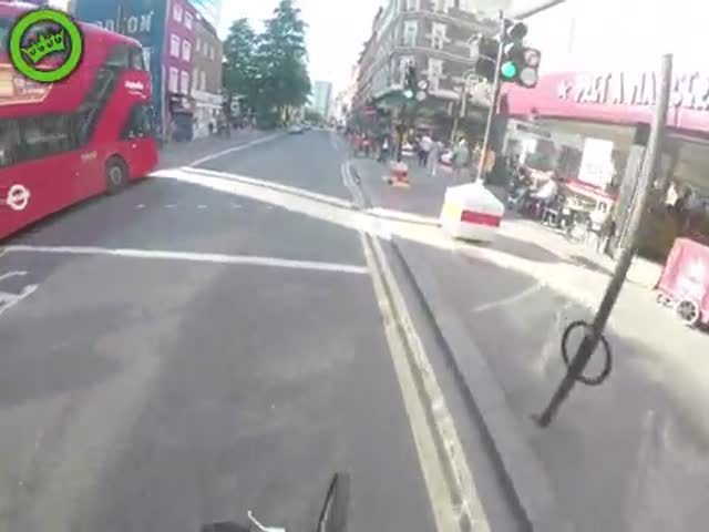 Cyclist Gets Those Annoying Pedestrians Out Of His Lane