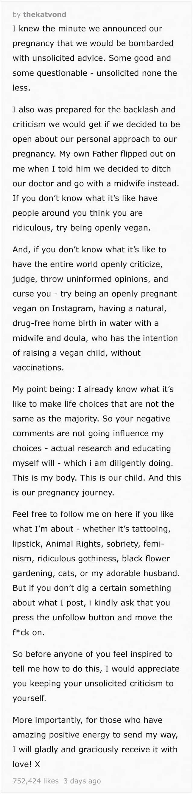 Kat Von D Claimed That Her Unborn Child Will Be Raised Vegan And Without Vaccines, Got Controversial Response From The Internet