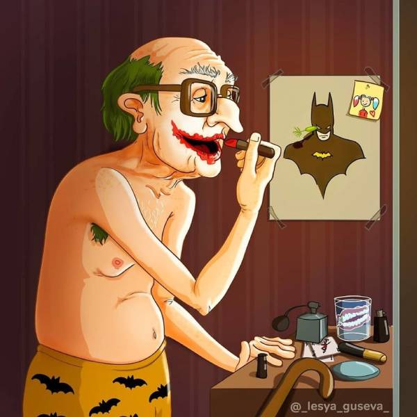 Russian Artist Imagines Superheroes In Their Old Age