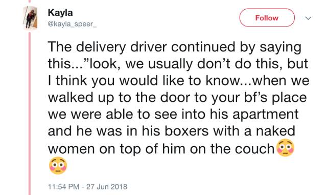 Cheating Revealed By… A Delivery Guy
