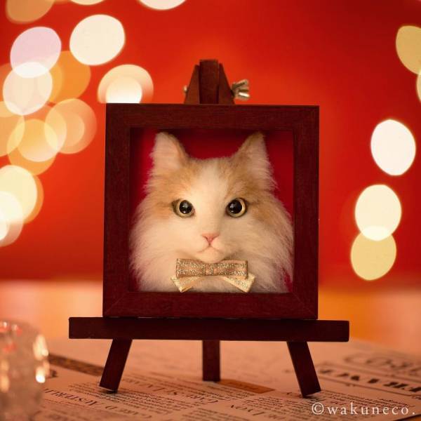 This Japanese Artist Creates Incredibly Perfect Cat Portraits Using Needle Felting Method