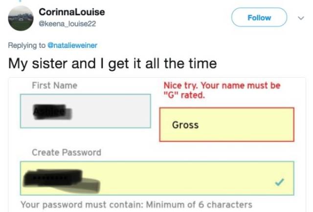 It’s Awkward When Your Own Name Is Rejected By A Website