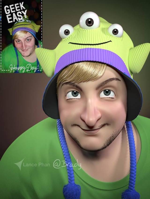 Artist Turns People Into 3D Pixar Characters Who Look Eerily Real