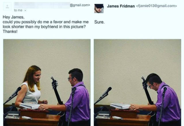 Never Ask James Fridman To Photoshop Your Pictures!