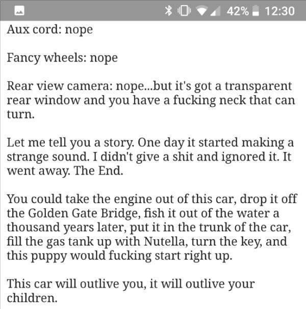 You Don’t Need This Car, But You DO Need This Craigslist Ad